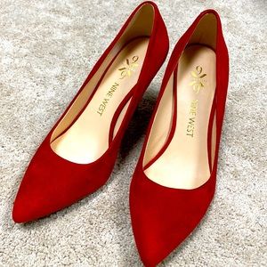Nine West Red Leather Pumps size 7
